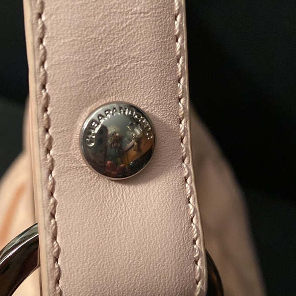 Moschino CHEAP and CHIC Small Handbag Pink Nylon Leather Trim Circle Rivets - Picture 5 of 8